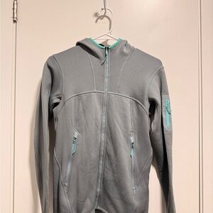 Arc'teryx Gray Jacket with Aqua Trim